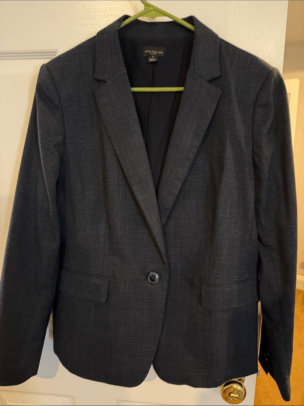 Ann Taylor Factory Charcoal Pinstripe Single-Button Blazer